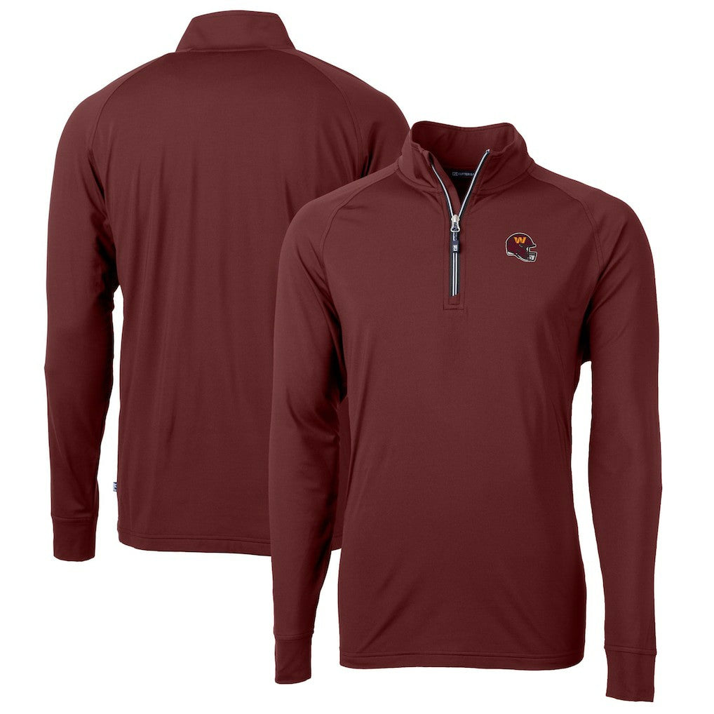 Washington Commanders Cutter & Buck Helmet Adapt Eco Knit Stretch Recycled Quarter-Zip Pullover Top - Burgundy for sale