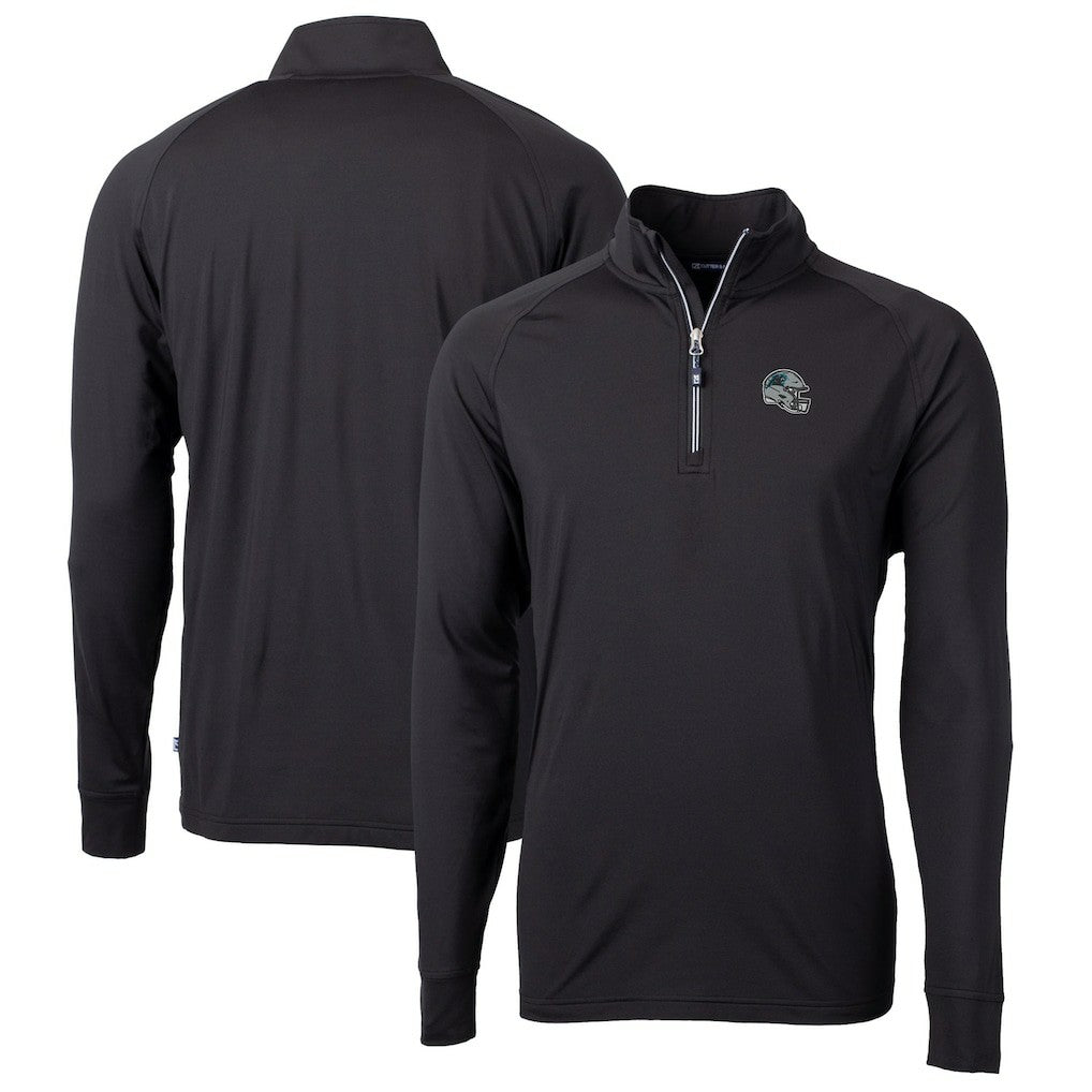 Carolina Panthers Cutter & Buck Helmet Adapt Eco Knit Stretch Recycled Quarter-Zip Pullover Top - Black sale