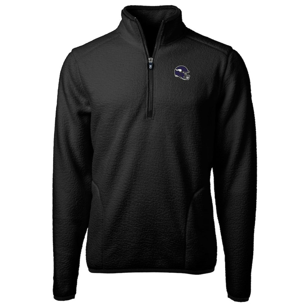 Minnesota Vikings Cutter & Buck Helmet Cascade Eco Sherpa Fleece Quarter-Zip Pullover Jacket - Black on sale