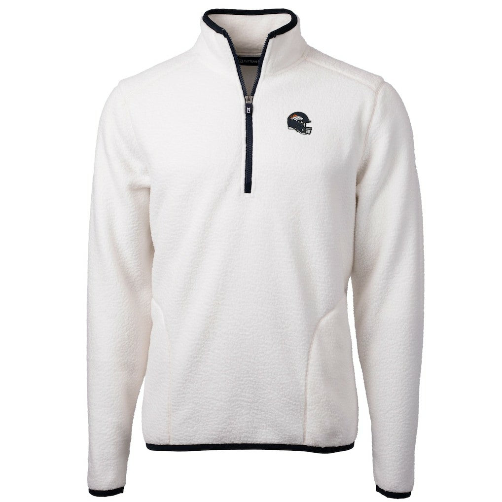 Denver Broncos Cutter & Buck Helmet Cascade Eco Sherpa Fleece Quarter-Zip Pullover Jacket - White online