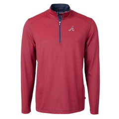 Atlanta Braves Cutter & Buck Americana Logo Big & Tall Virtue Eco Pique Recycled Quarter-Zip Pullover Top Red