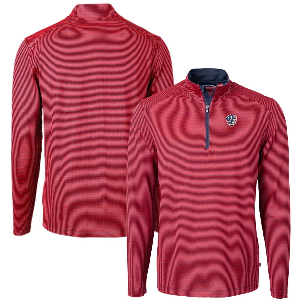 Milwaukee Brewers Cutter & Buck Americana Logo Big & Tall Virtue Eco Pique Recycled Quarter-Zip Pullover Top Red