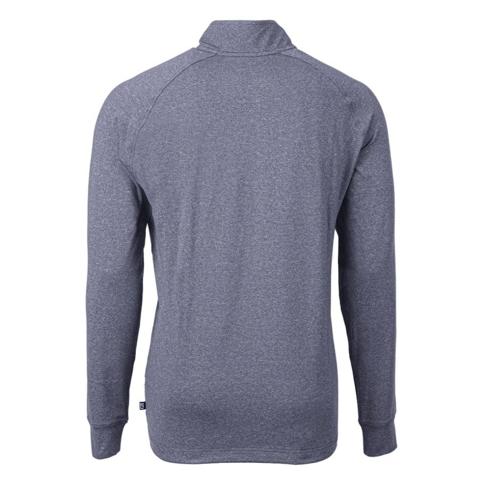 Colorado Rockies Cutter & Buck Americana Logo Big & Tall Adapt Eco Knit Stretch Recycled Quarter-Zip Pullover Top Heather Navy