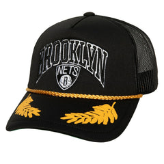 Brooklyn Nets Hardwood Classics Gold Leaf Mesh Trucker Snapback Hat - Black on sale