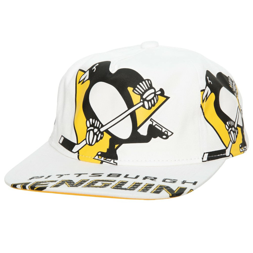 Pittsburgh Penguins Mitchell & Ness In Your Face Deadstock Snapback Hat - White Hats