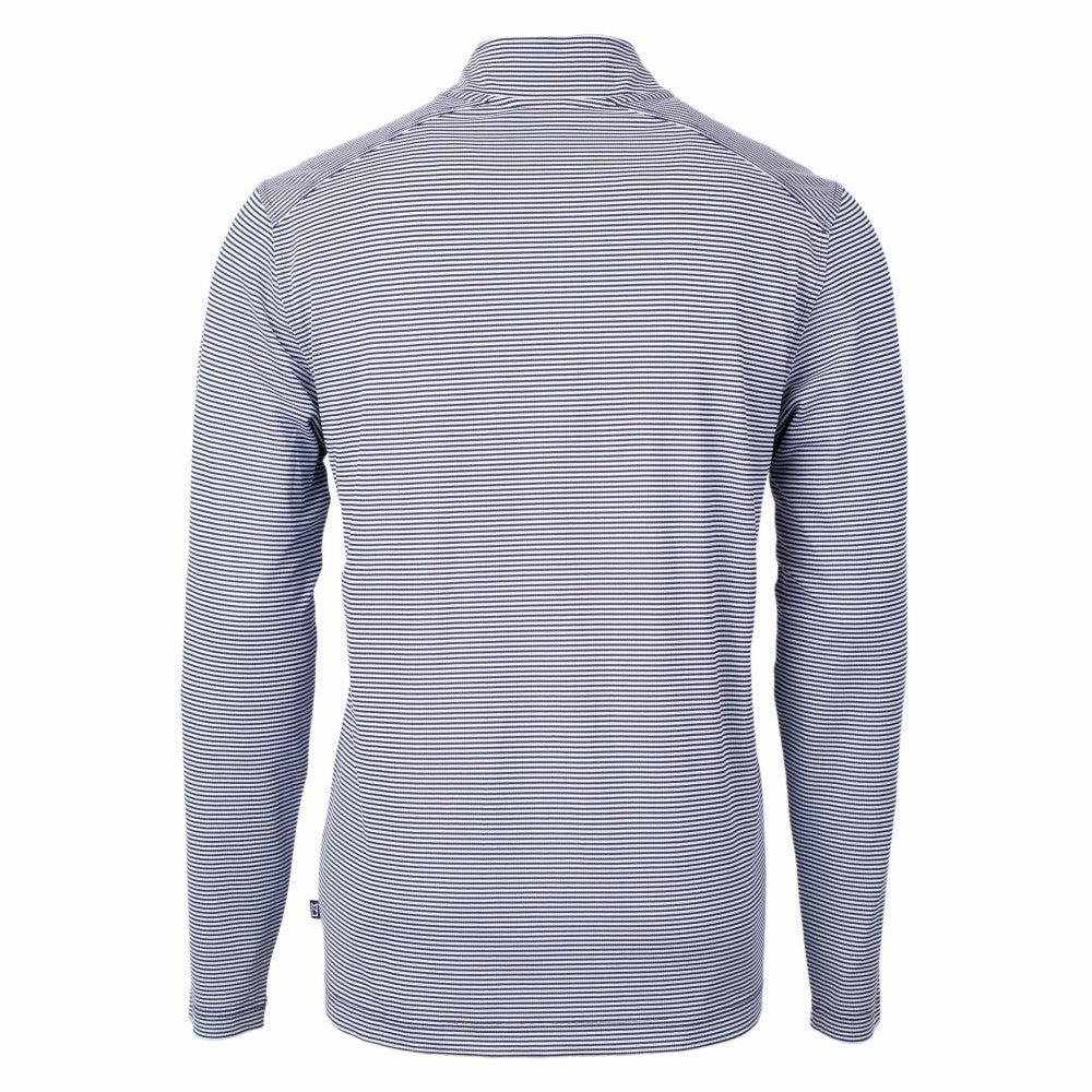 New York Mets Cutter & Buck Americana Logo Virtue Eco Pique Stripe Recycled Quarter-Zip Pullover Top Navy