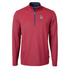 St. Louis Cardinals Cutter & Buck Americana Logo Virtue Eco Pique Stripe Recycled Quarter-Zip Pullover Top Red