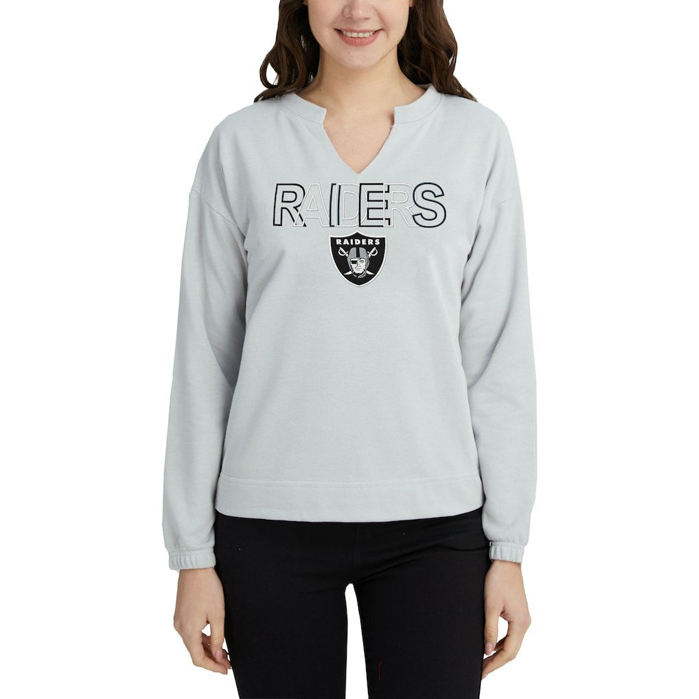 Las Vegas Raiders Concepts Sport Women's Sunray Notch Neck Long Sleeve Top - Gray sale