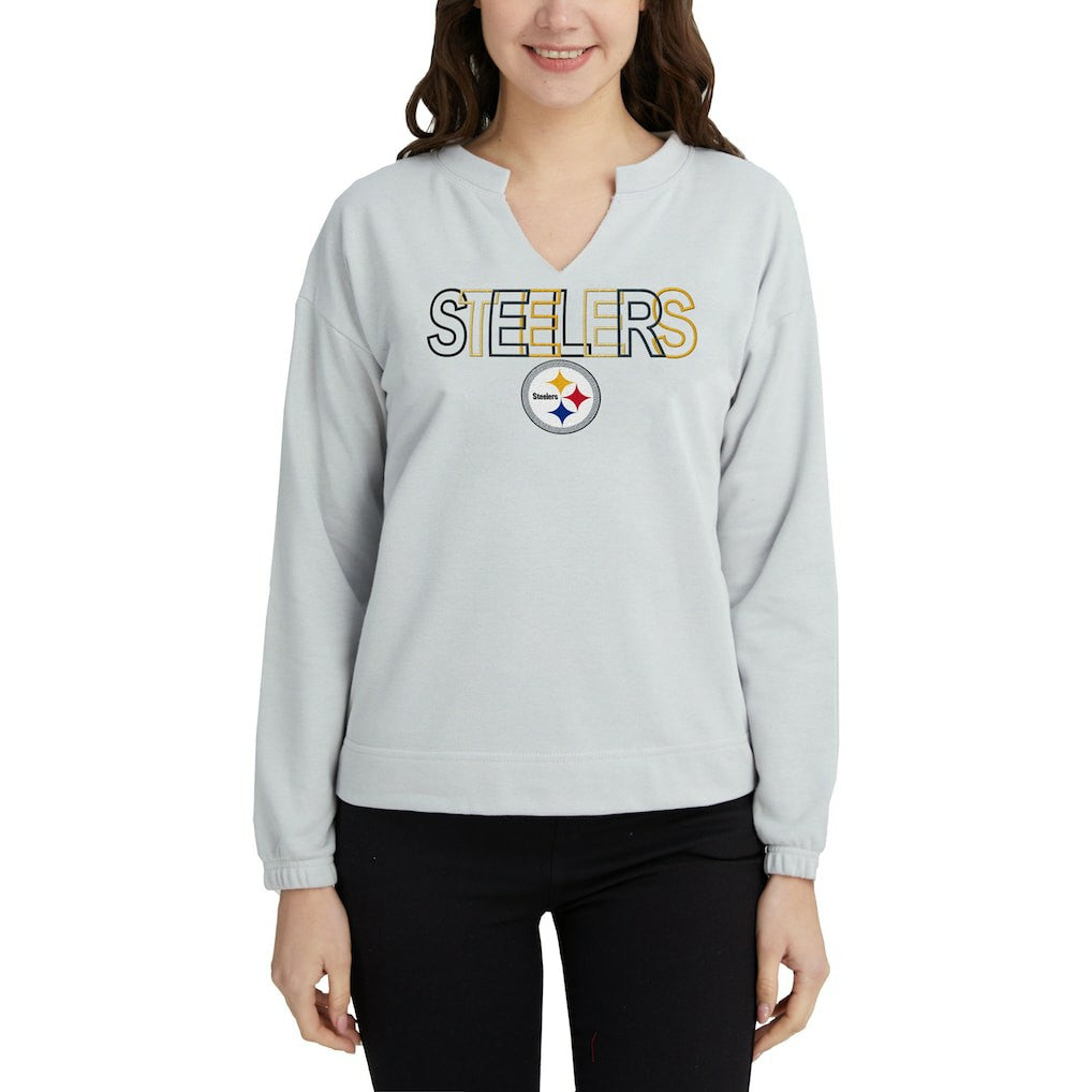 Pittsburgh Steelers Concepts Sport Women's Sunray Notch Neck Long Sleeve Top - Gray on sale