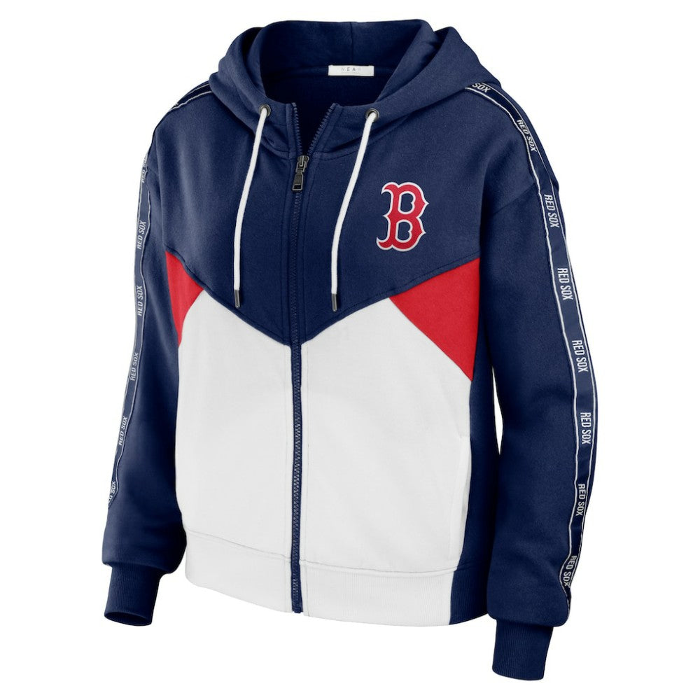 Boston Red Sox WEAR by Erin Andrews Women's  Color Block Full-Zip Hoodie Navy/White