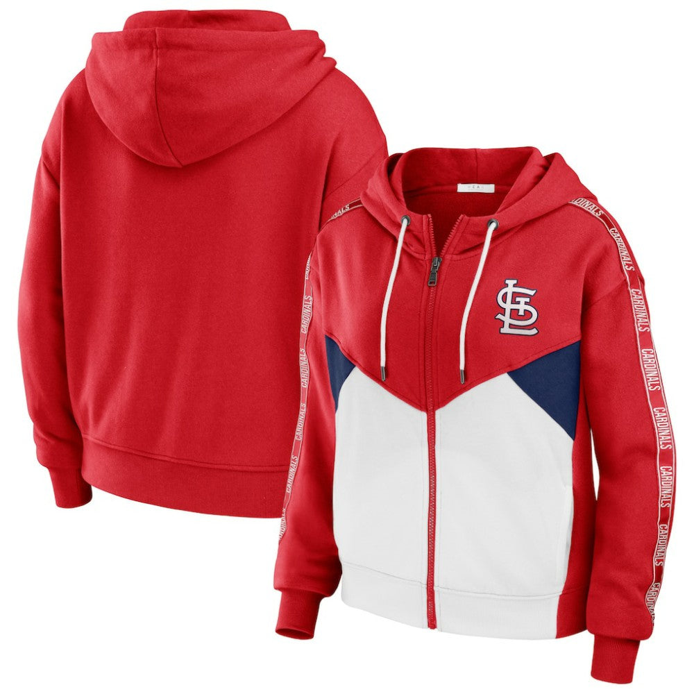St. Louis Cardinals WEAR by Erin Andrews Women's  Color Block Full-Zip Hoodie Red/White