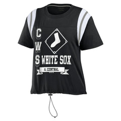 Chicago White Sox WEAR by Erin Andrews Women's Cinched Colorblock T-Shirt Black