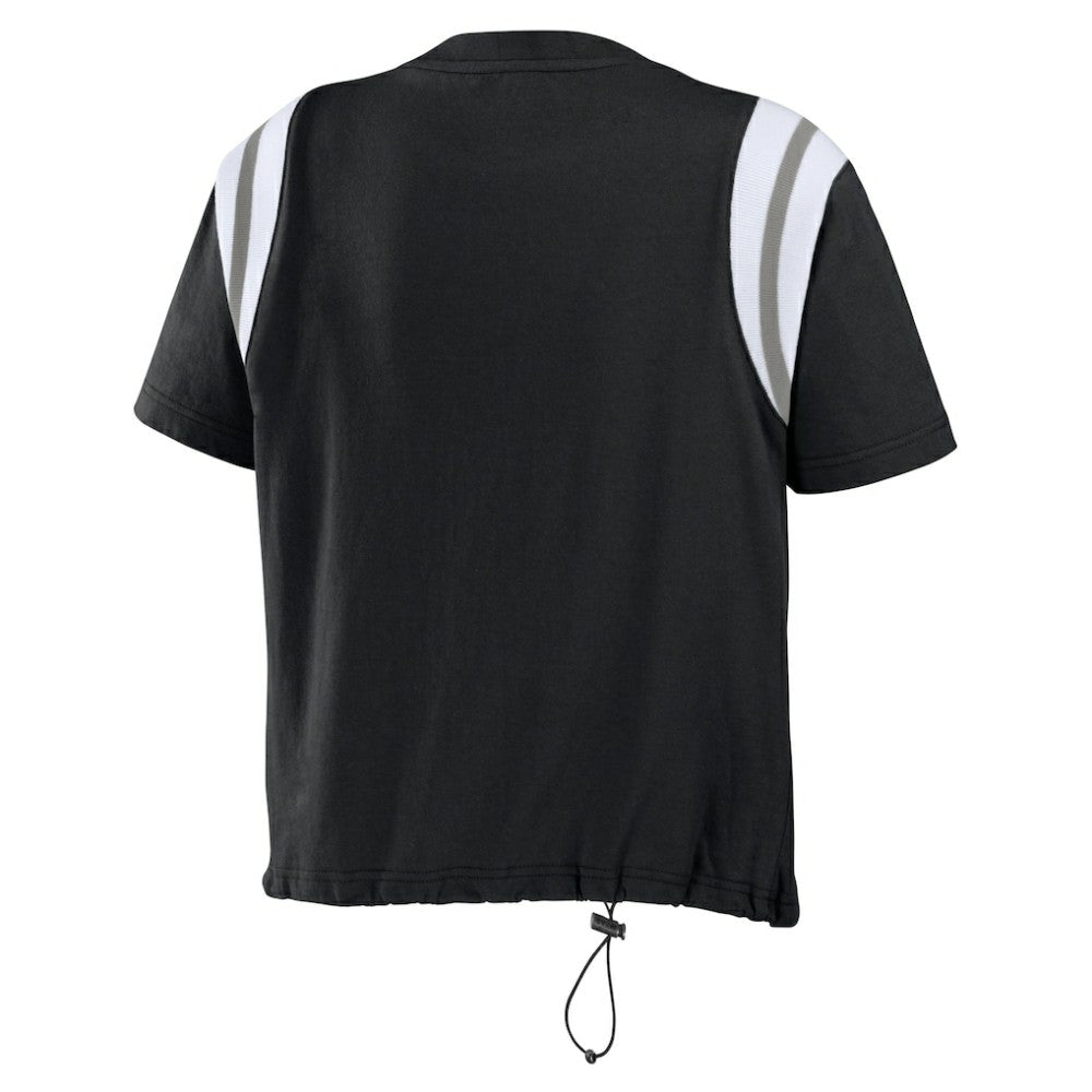 Chicago White Sox WEAR by Erin Andrews Women's Cinched Colorblock T-Shirt Black