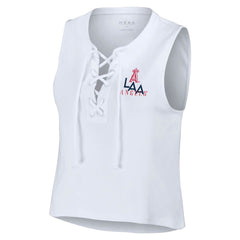 Los Angeles Angels WEAR by Erin Andrews Women's Lace-Up Tank Top White