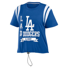 Los Angeles Dodgers WEAR by Erin Andrews Women's Cinched Colorblock T-Shirt Royal