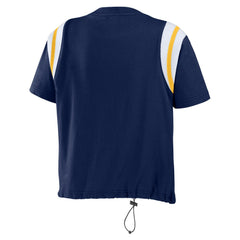 Milwaukee Brewers WEAR by Erin Andrews Women's Cinched Colorblock T-Shirt Navy