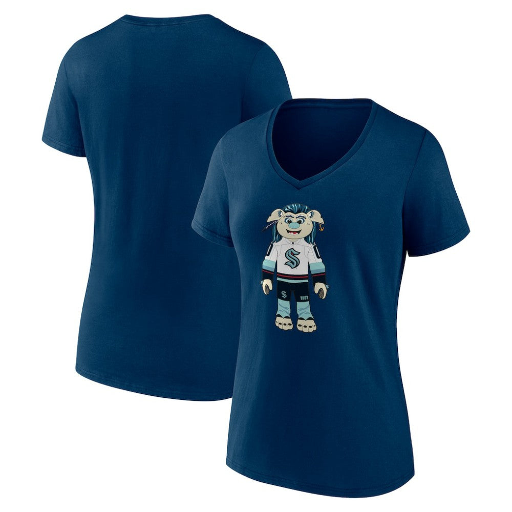 Seattle Kraken Women's Mascot Buoy V-Neck T-Shirt - Deep Sea Blue T-shirts
