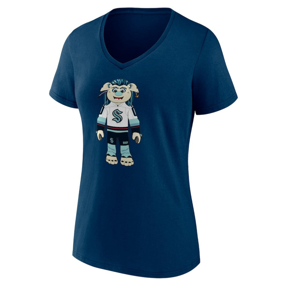Seattle Kraken Women's Mascot Buoy V-Neck T-Shirt - Deep Sea Blue T-shirts