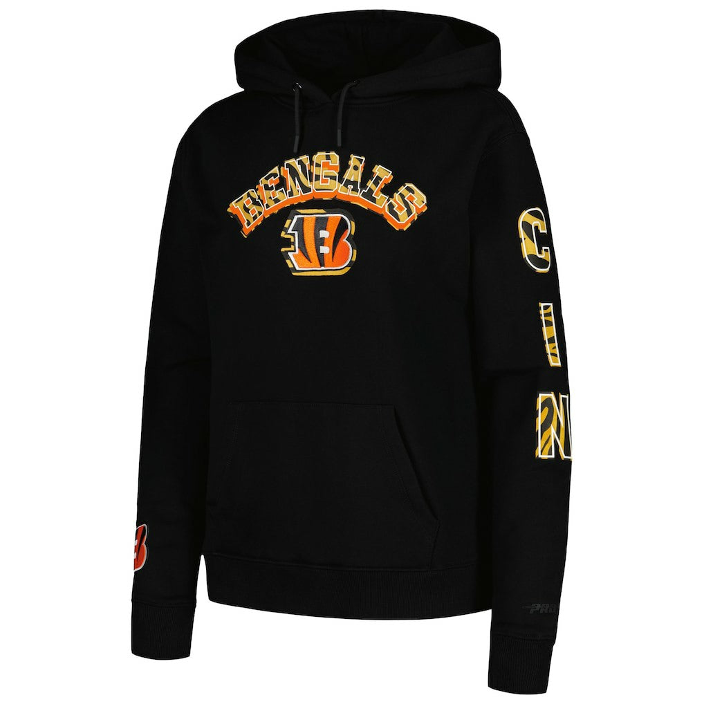 Cincinnati Bengals Pro Standard Women's Animal Print Fleece Pullover Hoodie - Black on sale