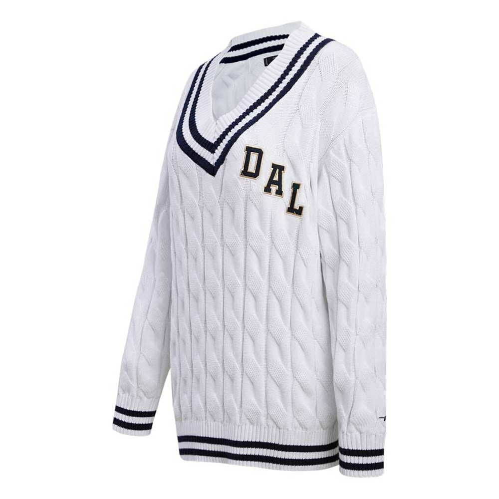 Dallas Cowboys Pro Standard Women's Prep V-Neck Pullover Sweater - White discount