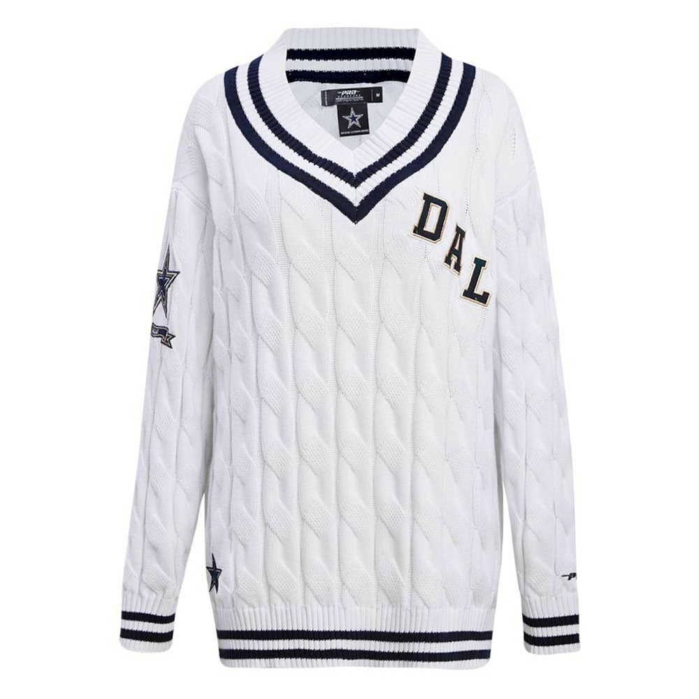 Dallas Cowboys Pro Standard Women's Prep V-Neck Pullover Sweater - White discount