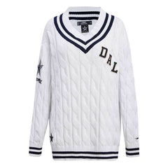 Dallas Cowboys Pro Standard Women's Prep V-Neck Pullover Sweater - White discount