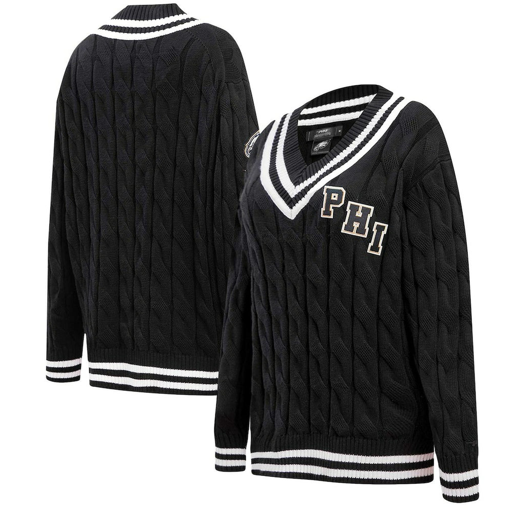 Philadelphia Eagles Pro Standard Women's Prep V-Neck Pullover Sweater - Black outlet