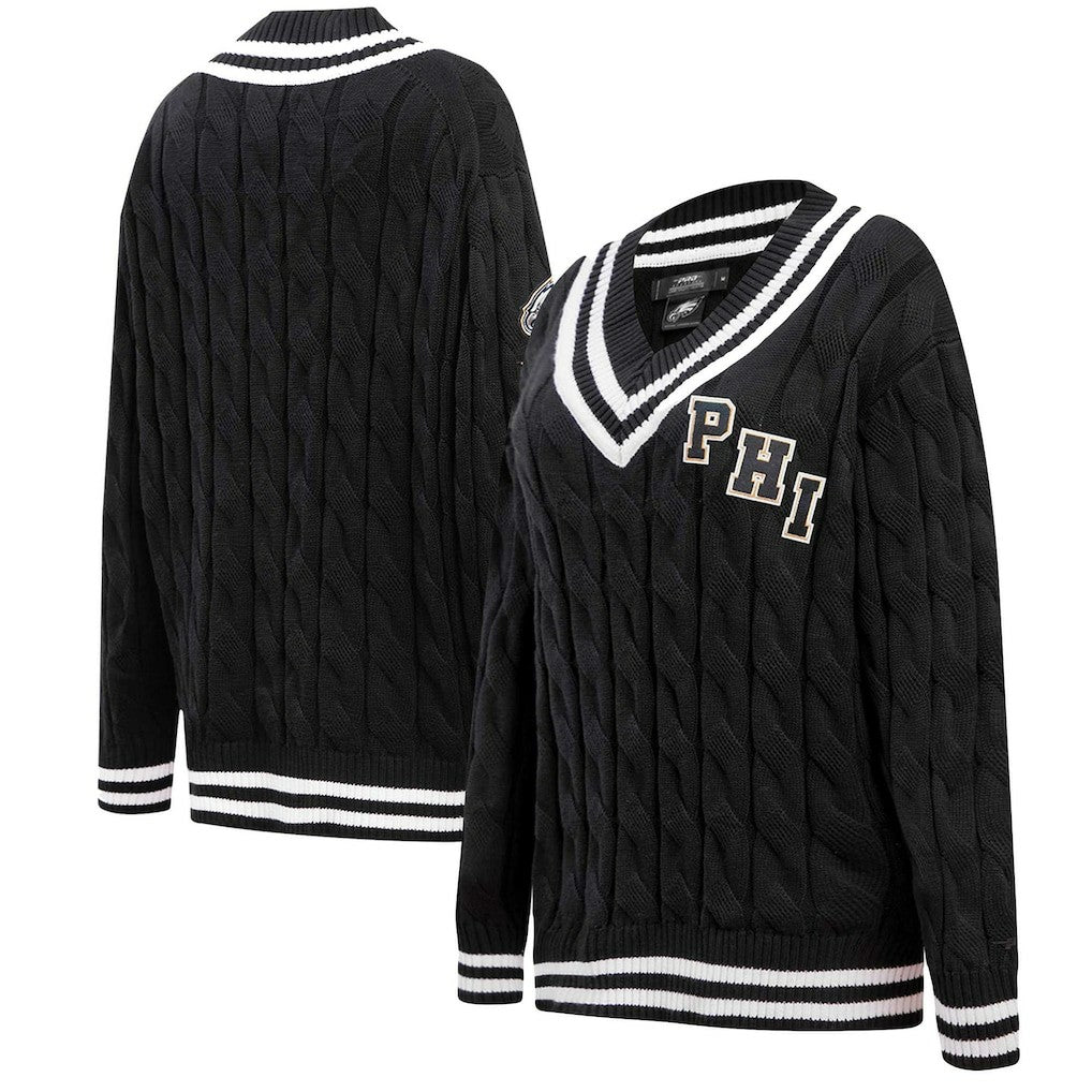 Philadelphia Eagles Pro Standard Women's Prep V-Neck Pullover Sweater - Black outlet