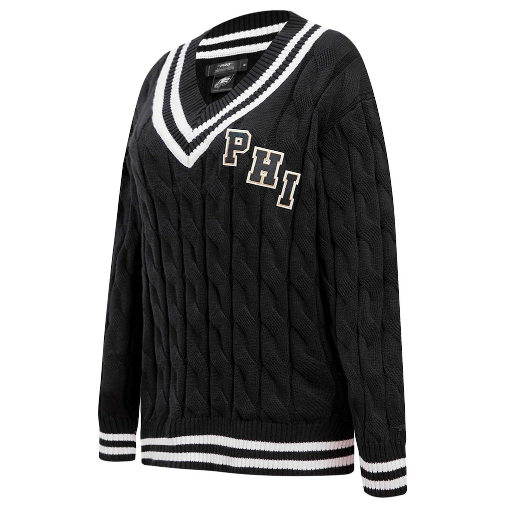 Philadelphia Eagles Pro Standard Women's Prep V-Neck Pullover Sweater - Black outlet