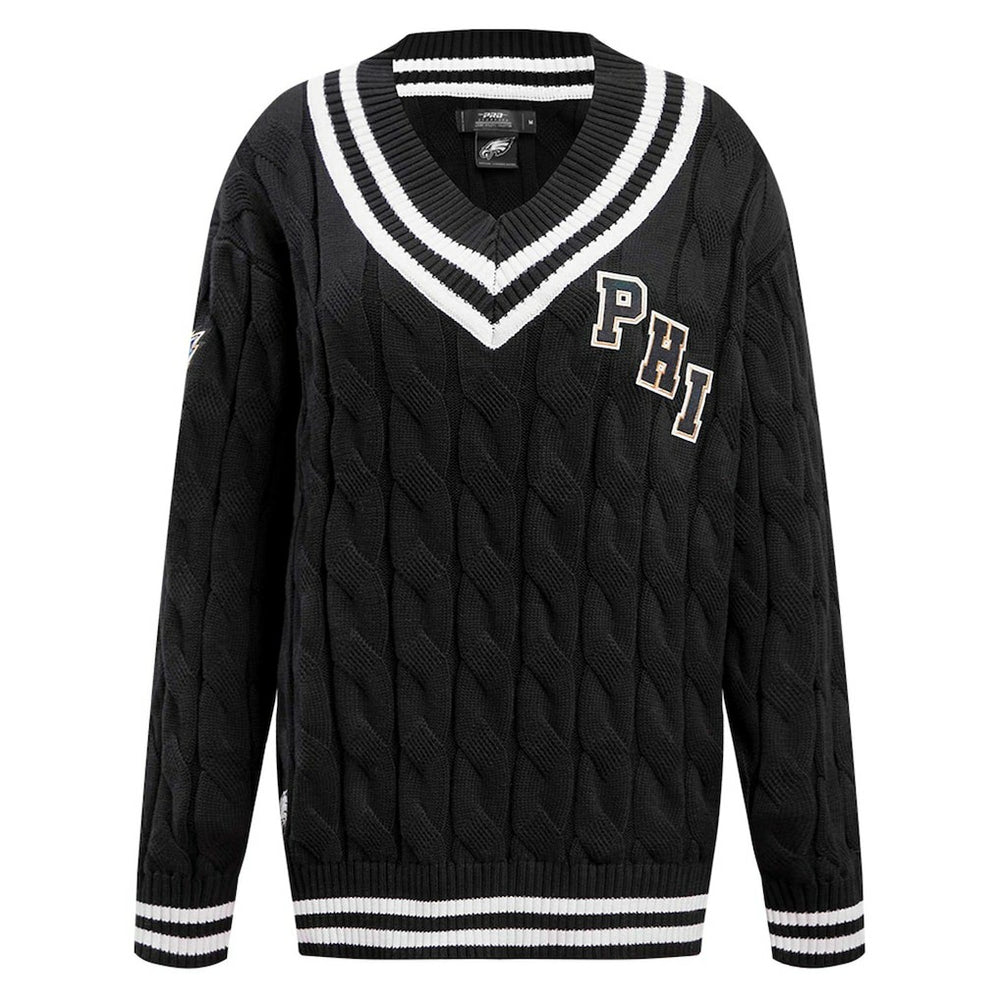 Philadelphia Eagles Pro Standard Women's Prep V-Neck Pullover Sweater - Black outlet