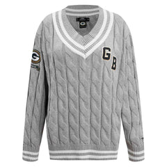 Green Bay Packers Pro Standard Women's Prep V-Neck Pullover Sweater - Heather Gray on sale
