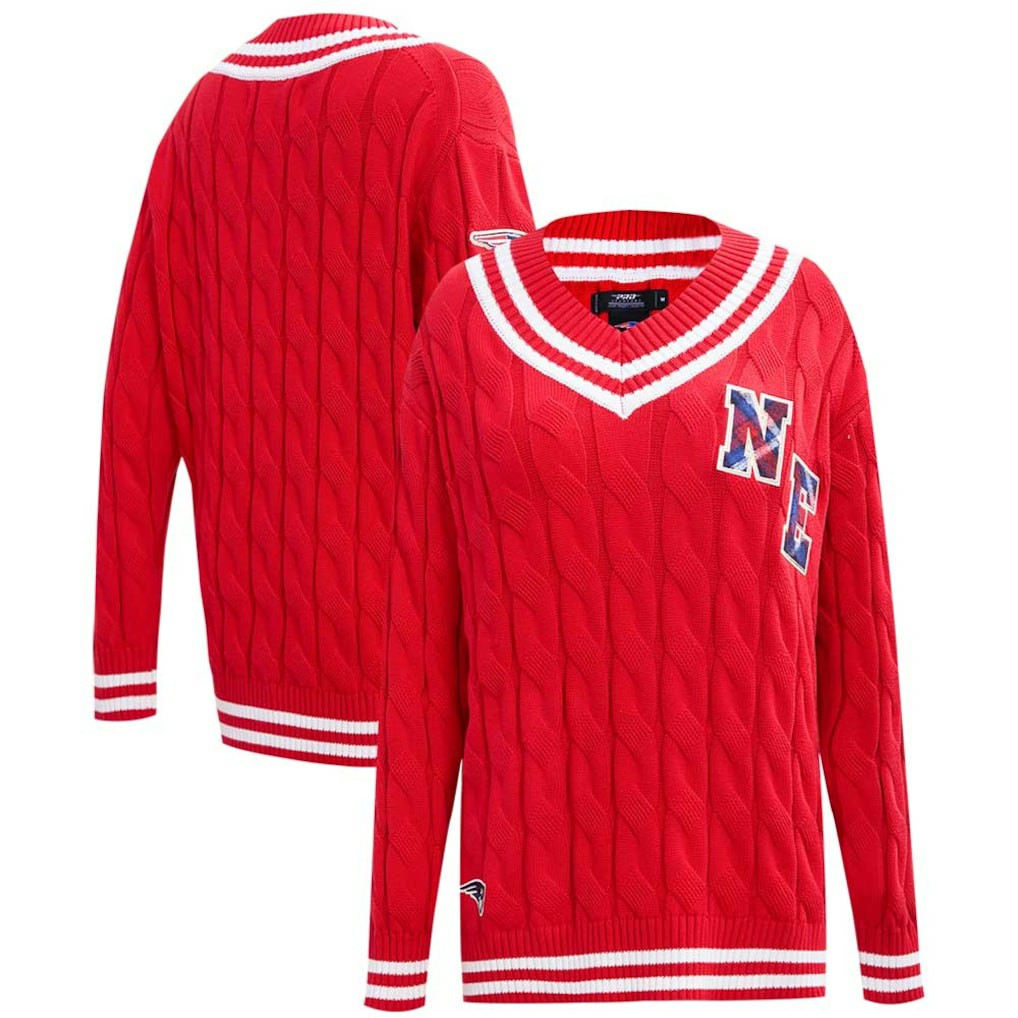 New England Patriots Pro Standard Women's Prep V-Neck Pullover Sweater - Red sale