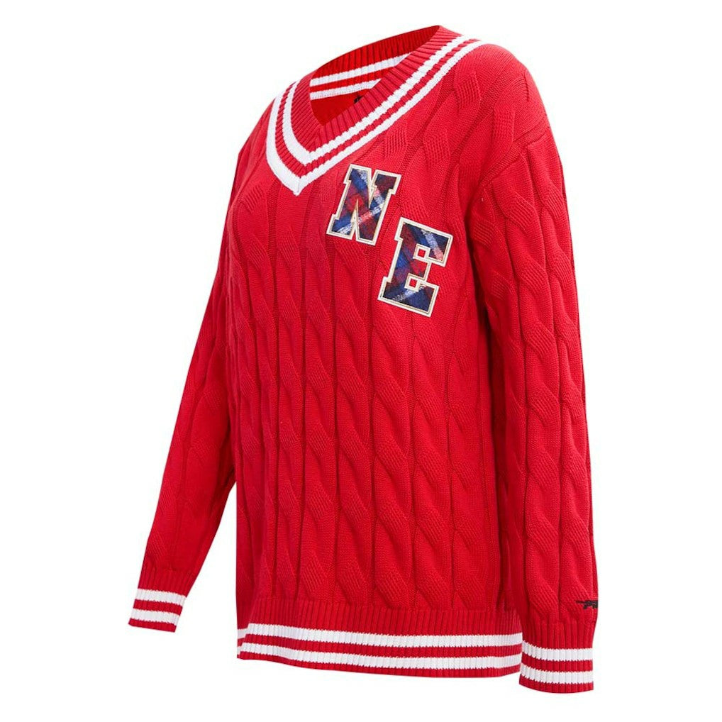 New England Patriots Pro Standard Women's Prep V-Neck Pullover Sweater - Red sale