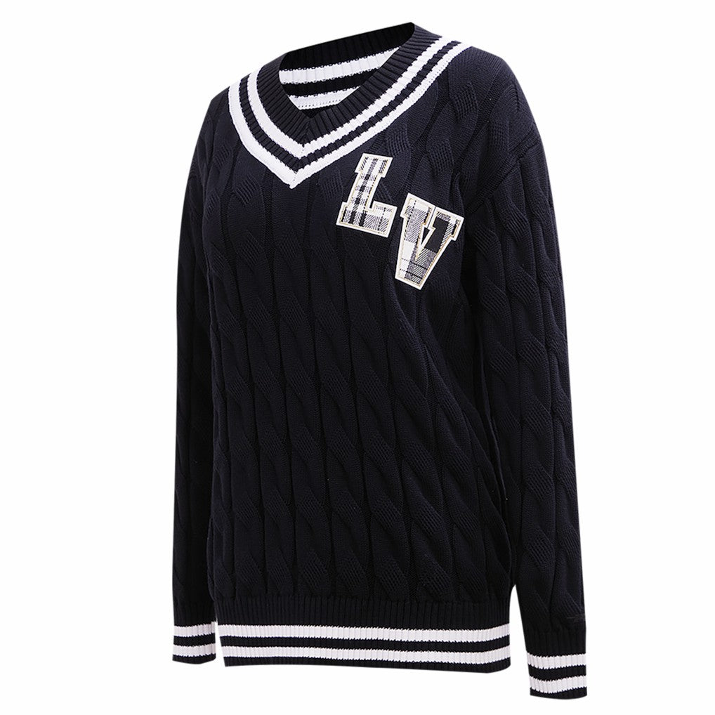 Las Vegas Raiders Pro Standard Women's Prep V-Neck Pullover Sweater - Black outlet