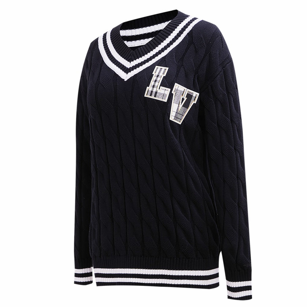 Las Vegas Raiders Pro Standard Women's Prep V-Neck Pullover Sweater - Black outlet