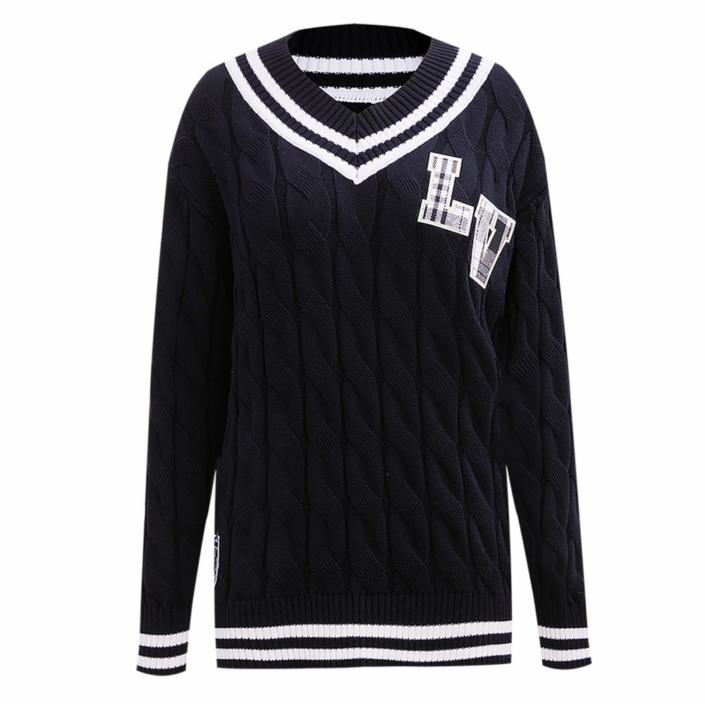 Las Vegas Raiders Pro Standard Women's Prep V-Neck Pullover Sweater - Black outlet