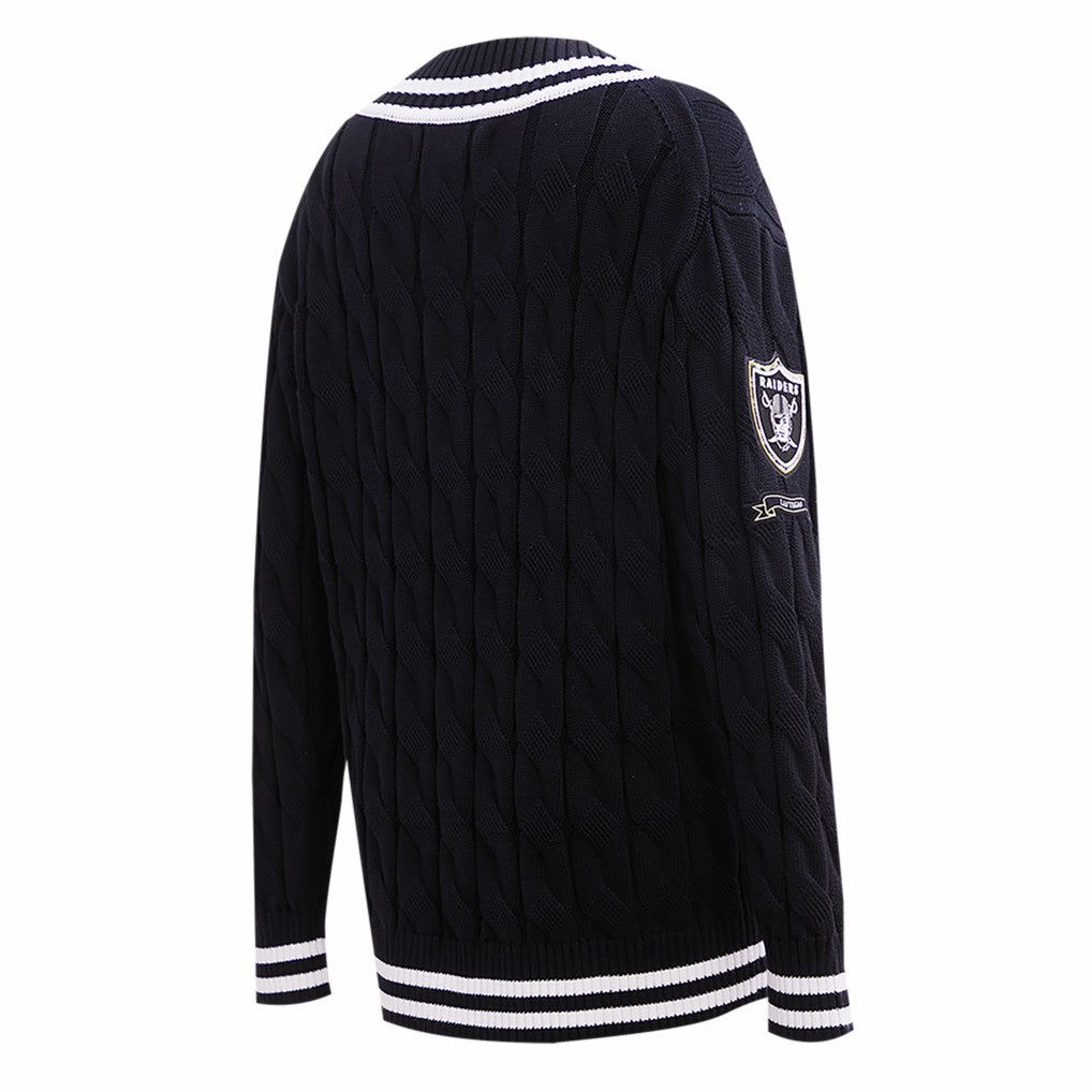 Las Vegas Raiders Pro Standard Women's Prep V-Neck Pullover Sweater - Black outlet