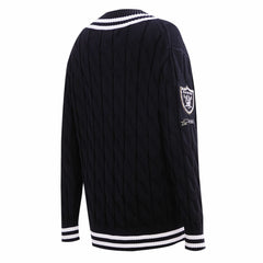 Las Vegas Raiders Pro Standard Women's Prep V-Neck Pullover Sweater - Black outlet