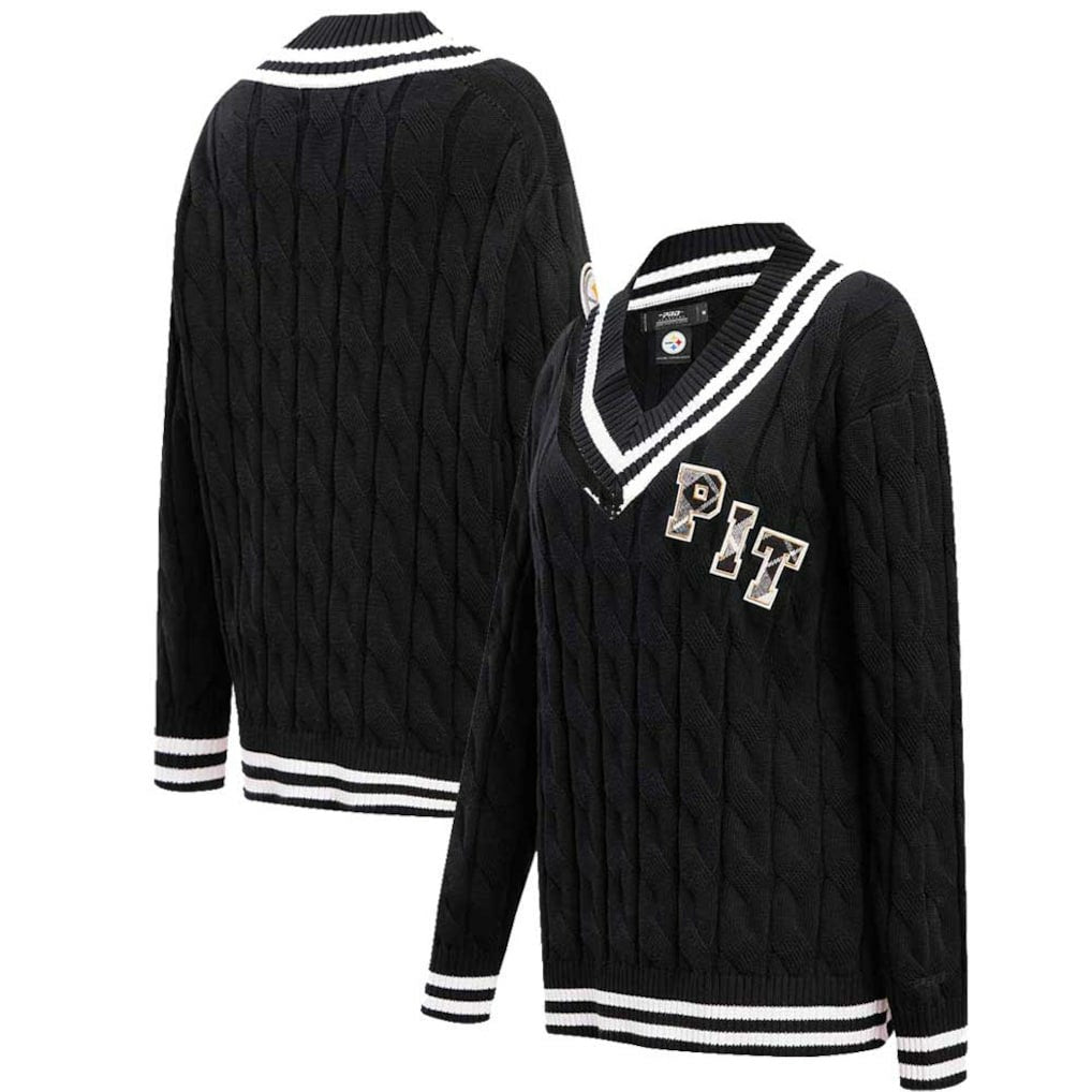 Pittsburgh Steelers Pro Standard Women's Prep V-Neck Pullover Sweater - Black for sale
