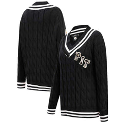 Pittsburgh Steelers Pro Standard Women's Prep V-Neck Pullover Sweater - Black for sale