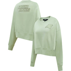Carolina Panthers Pro Standard Women's Oversized Cropped Neutral Pullover Sweatshirt - Light Green for sale