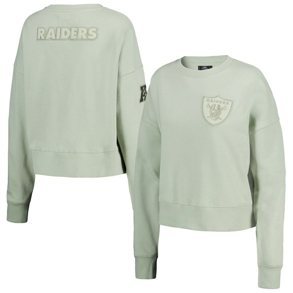 Las Vegas Raiders Pro Standard Women's Oversized Cropped Neutral Pullover Sweatshirt - Light Green online
