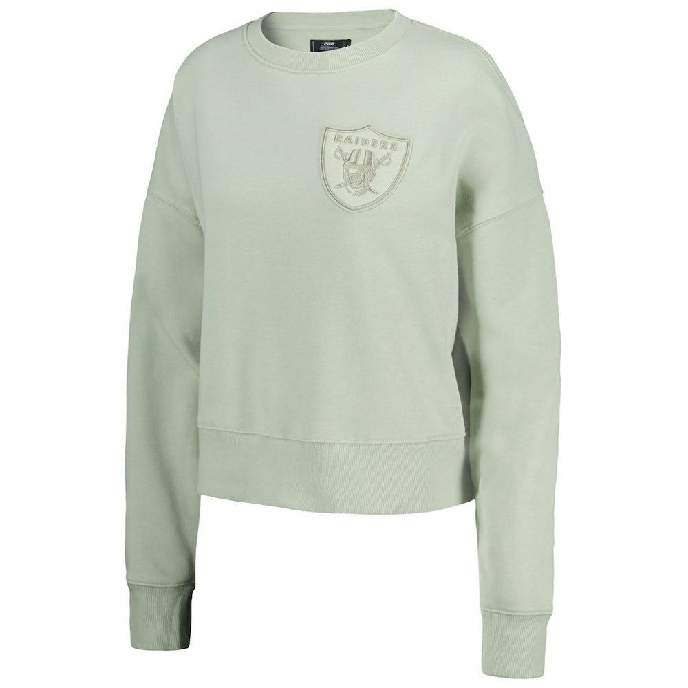 Las Vegas Raiders Pro Standard Women's Oversized Cropped Neutral Pullover Sweatshirt - Light Green online