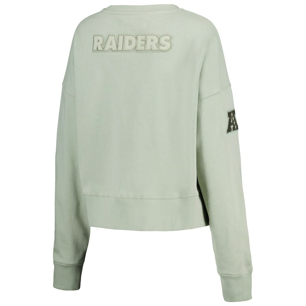 Las Vegas Raiders Pro Standard Women's Oversized Cropped Neutral Pullover Sweatshirt - Light Green online