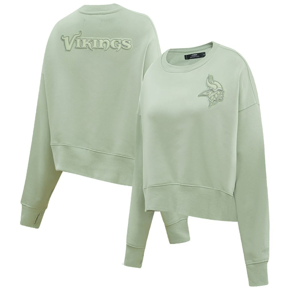 Minnesota Vikings Pro Standard Women's Oversized Cropped Neutral Pullover Sweatshirt - Light Green cheap