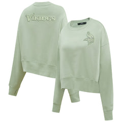 Minnesota Vikings Pro Standard Women's Oversized Cropped Neutral Pullover Sweatshirt - Light Green cheap