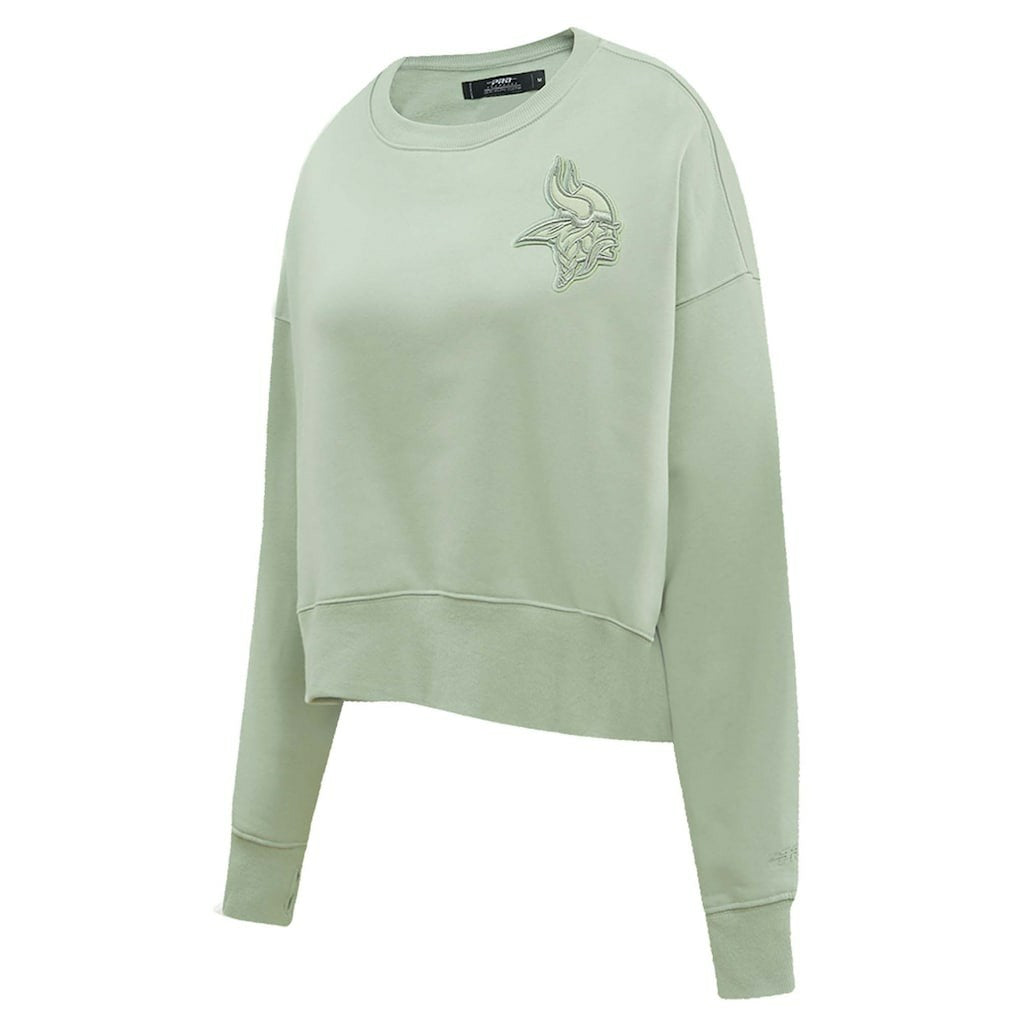 Minnesota Vikings Pro Standard Women's Oversized Cropped Neutral Pullover Sweatshirt - Light Green cheap