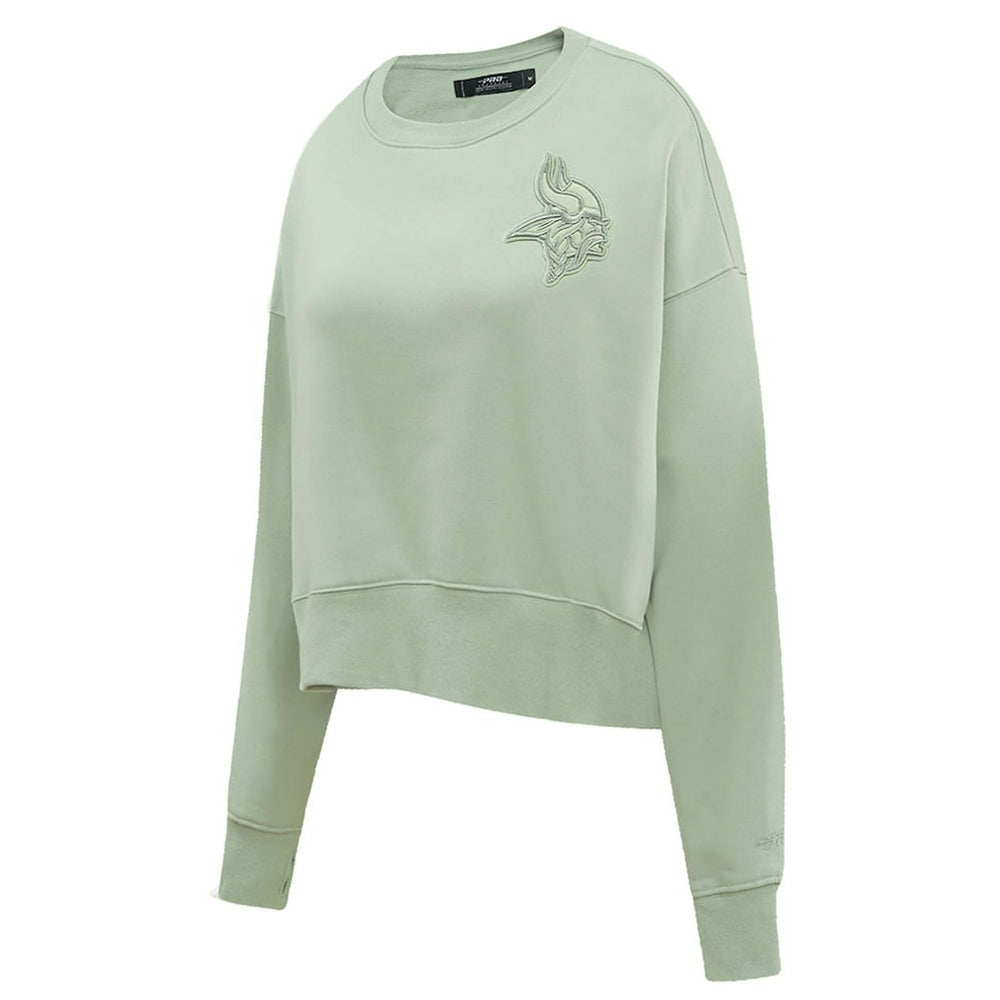 Minnesota Vikings Pro Standard Women's Oversized Cropped Neutral Pullover Sweatshirt - Light Green cheap