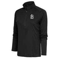 St. Louis Cardinals Antigua Women's Brushed Metallic Tribute Half-Zip Pullover Top Gray