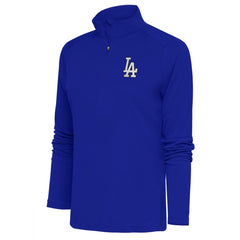 Los Angeles Dodgers Antigua Women's Brushed Metallic Tribute Half-Zip Pullover Top Royal